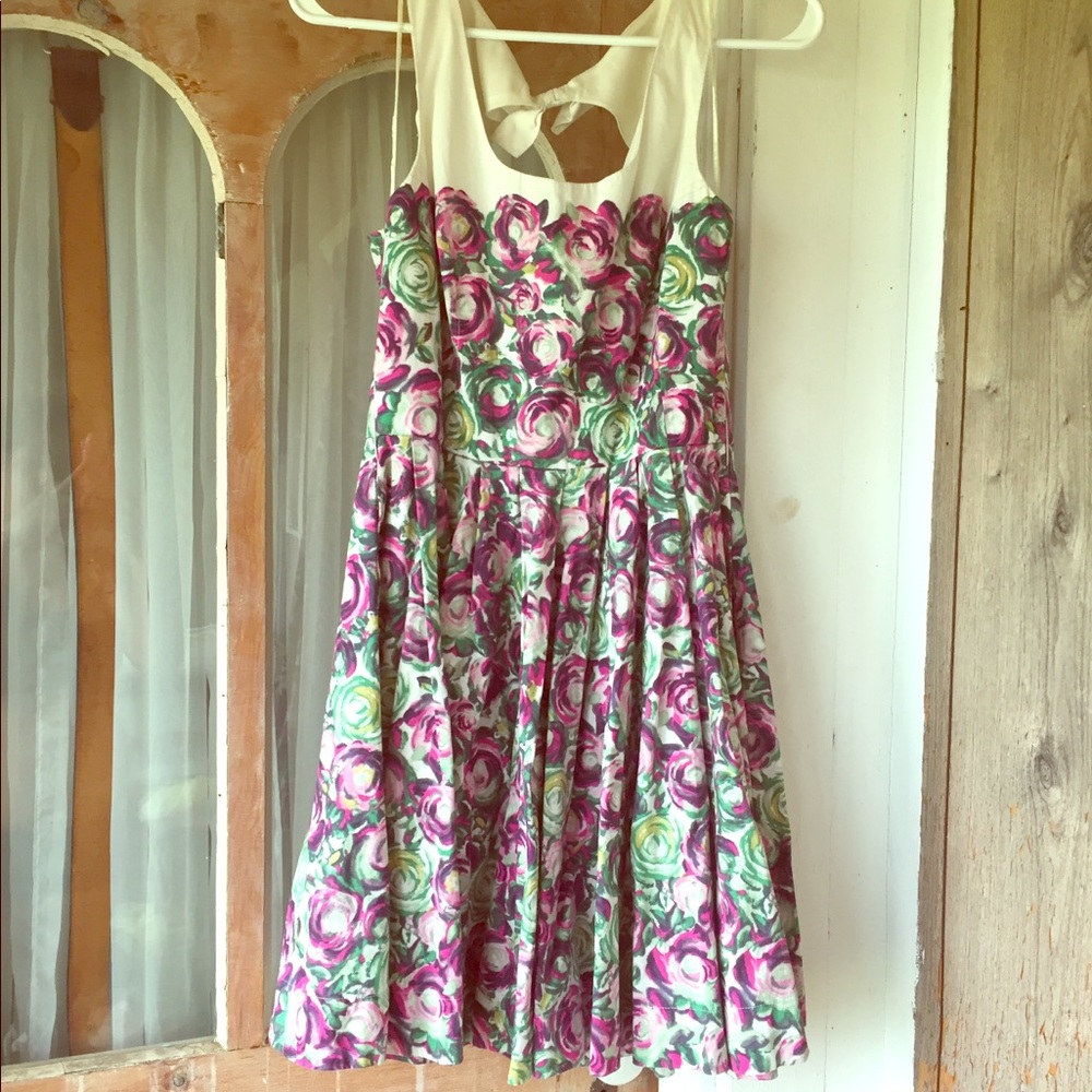 Lauren Conrad floral bow back fit and flare dress